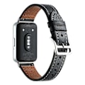 Miniatyrbillede 1 af 4: Kompatibel med Samsung Galaxy Fit3 Ægte Læder Urrem Udskiftning Black