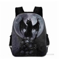 Pikkukuva 1 / 5: Uusi Musta Kissa Reppu Eläin Gothic Moon Phase Casual koululaukut Taaperot Pojat Tytöt Teini Army Green 13 inch