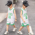 Miniatyrbillede 1 af 4: Basketball sportstøj børns træningstøj vest + shorts white green 160cm