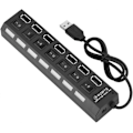 Miniatyrbild 1 av 5: 480Mbps 7 Portars USB 2.0 Hub, Multifunktionell Hub Splitter Hög Hastighet Dataöverföring för Mobiltelefon, Tablet PC, Tangentbord, Mus, Hårddisk, PS