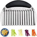 Miniatyrbilde 1 av 5: Kraftig Crinkle Cutter i Rustfritt Stål Bølgekutter Pommes Frites Kutter for Poteter Gulrot Chips og Frukt, Grønnsaker, Poteter, Løk