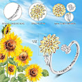 Miniatyrbillede 5 af 5: Fidgetringe til Angst for Kvinder Solsikke Initialbogstav Spinner Ring Åben Justerbar Ring CZ Ringe Daisy Stressaflastende Ring Smykker Gave til Kvinder
