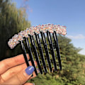 Miniatyrbild 3 av 4: 3 st Kristallpärlbroderade Hårkammar för Flickor 7 Tänder Plast Franska Hårkammar Clip Färgglad Kristall Plommon Hårkam-ZZY