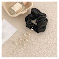 Miniatyrbillede 1 af 5: Lxrzls Kvinder Elegante Perler Rhinestone Kvast Chiffon Stor Tarm Elastiske Hårbånd Søde Hårsløjfer Scrunchie Hårtilbehør (farve : Sort)