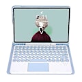 Pikkukuva 4 / 5: YT098B-A Yhteensopiva iPad Air (2020) / (2022) Pyöreät näppäimet Langaton Bluetooth-näppäimistö kosketuslevyllä, ihoa myötäilevä iskunkestävä jalusta Blue