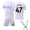 Miniatyrbild 1 av 2: 21-22 Manchester City vit bortafotbollströja nr 17 De Bruyne tröja träningsdräkt för vuxna för barn NO.47 FODEN M