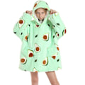 Miniatyrbild 2 av 2: Filt Luvtröja Fleecefodrad Varm Sherpa Stjärnfickor Överdimensionerade Loungewear Nattkläder För flickor Pojkar Tonåring Avocado