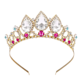 Miniatyrbillede 1 af 5: Piger Krystal Tiara Guld Fødselsdagskrone Rapunzel Perle Hårbøjle Til Børn Rhinestone Prinsesse Hårpynt Til Kvinder Rød Ædelsten Bryllup Hårtilbehør Til F