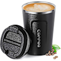 Miniatyrbild 1 av 5: Isolerad Kaffemugg, Dubbelväggig Resemugg Vakuumisolering Rostfritt Stål med Återanvändbar Mugg, Te och Öl 384ml, Svart