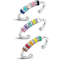 Miniatyrbillede 1 af 5: 3 stk. Spinner Emalje Fidget Ring, Angstdæmpende Rustfrit Stål Ring, Angst Ring Med Flerfarvet Rullekugle-ZZY