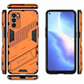 Pikkukuva 4 / 5: Iskunkestävä Defender -suojakuori, kestävä, sotilastason PC + TPU -kuori jalustalla, yhteensopiva Oppo Reno6 5G:lle Orange