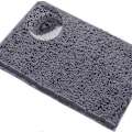 Miniatyrbild 4 av 4: Badrumsmatta - Extra mjuk plysch badrumsmatta, 1'' Chenille Mikrofibermaterial, Superabsorberande lurvig badrumsmatta (40 x 60 cm, Mörkgrå)