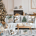 Miniatyrbillede 3 af 5: Vinter 18x18 Julepudebetræk Sæt med 4, Jul Snemand Handsker Elg Eucalyptus Vinter 18 x 18 til Indendørs Hjem Soveværelse Sofa