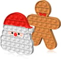 2-pack Jul Fidget Leksaker, Jul Pop Push It Set - Tomte och Pepparkaksgubbe