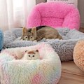 Miniatyrbillede 5 af 5: Seng Xs Størrelse Varm Vinter Firkantet Super Blød Sovende Hundeseng Lang Plys Vaskbar Katte Måtte Kurv Hvalpehus 1 Stk Regnbuefarver