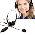 Miniatyrbillede 4 af 5: USB Støjreducerende Headset med Mikrofon Svanehals Mikrofon Call Center Kontor PC Computer On Ear Kablede Hovedtelefoner