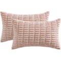 Miniatyrbillede 1 af 5: Pakke med 2 Corduroy Dekorative Pyntepudebetræk 30x50 cm Bløde Boho Stribede Pudebetræk Moderne Boligindretning til Sofa Stue Couch Seng Pink