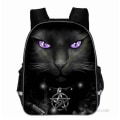 Pikkukuva 2 / 5: Uusi Musta Kissa Reppu Eläin Gothic Moon Phase Casual koululaukut Taaperot Pojat Tytöt Teini multi 13 inch