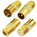 Miniatyrbilde 3 av 5: 4 stk. F-Type TV Antenne Koaksialkobling, F Type Skrukobling Hunn til RF Koaksial Antenneadapter (F-Type Hunn til TV Hann/Hunn)