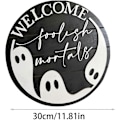 Miniatyrbild 4 av 5: Spöke Halloween Dörrhängare, Halloween Välkommen Dörrskylt - Välkomstskylt, Spökskylt, Träkrans För Halloween Hem Inomhus Trädgård Café