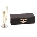 Miniature Trombone Model Messing Guldbelagt til Dukkehus Simulationsinstrument
