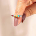 Miniatyrbild 2 av 5: 3 st Snurrande Fidget Ring i Emalj, Ångestdämpande Ring i Rostfritt Stål, Ångestring med Flerfärgad Rullkula-ZZY