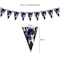 Pikkukuva 1 / 5: Elokuva Keskiviikko Addamsin syntymäpäiväjuhlien koristelu Banneri Ilmapallo Astiasto Juhlatapahtumatarvikkeet Kodinsisustuskupit tausta 10pcs pennants