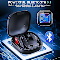 Pikkukuva 3 / 5: Langattomat nappikuulokkeet, Bluetooth 5.1 urheilukuulokkeet, 10 tuntia soittoaikaa yhdellä latauksella, langattomat kuulokkeet 6D stereo Hi-fi ääni, melunvaimennus (punainen)