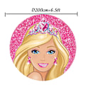 Pikkukuva 1 / 5: Barbie-ympyrätaustat tytön syntymäpäiville - Pyöreä tausta, joustava polyesteri, ympyrätausta, sylinterikotelo, pöytäbanneri, juhlat 6.5X6.5FT
