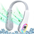 Miniatyrbillede 1 af 5: Halsventilator, USB Ventilator Bærbar Bladløs Ventilator, 4000mAh Batteri, 3 Hastigheder, Multi-vinkel Justerbar Luftstrøm, Farverige Lys