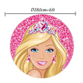 Pikkukuva 1 / 5: Barbie-ympyrätaustat tytön syntymäpäiville - Pyöreä tausta, joustava polyesteri, ympyrätausta, sylinterikotelo, pöytäbanneri, juhlat 6X6FT