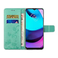 Miniatyrbillede 5 af 5: Moderigtig pungfunktion Flip Prægede Sommerfugle Blomst PU Læder Ridsefast Telefon Cover Stativ Skal Kompatibel Med M Green