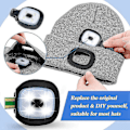 Miniatyrbillede 3 af 5: USB-opladelig lys til LED-strikket hue, 4 stk., stærk, medium og svag lystilstand LED-hue