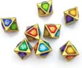 Genius Invokation TCG Terningesæt, Håndlavet 8 stk. Rhombisk Solidt Polyhedral Terningesæt med 7 Elementære Terninger & 1 Omni Element til Genshin Impact Kortspil