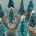 Miniatyrbild 3 av 5: Parti 12 flaskborstar i form av julgranar, små julgranar, miniträd för konstnärliga projekt, julkakor och presenter Grön/Vit