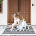 Pikkukuva 2 / 5: Kestävät ovimatot \"Hello\"-matot ulko- ja sisäkäyttöön, liukumattomat ovimatot sisäänkäynteihin, matalat lattiamatot patioille, autotalleihin (76,2 cm x 44,5 cm, harmaa)