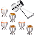 Miniatyrbilde 1 av 5: Eggkoppsett, eggkoppholder i rustfritt stål og dobbeltsidig egglokkåpner/knekker, stor påskeeggkopp av høy kvalitet