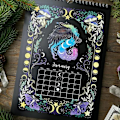 Miniatyrbild 5 av 5: New Moon Calendar 2024 Dark Forest Lunar Calendar med 12 illustrationer Väggdekorationskalendrar för gåva jul adventskalender