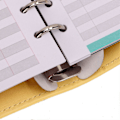 Miniatyrbillede 3 af 4: A6 Budget Binder 6 Huller Bærbar Vandtæt Blød Rivfast A6 PU Læder Budget Binder Cover Kontant Budget Håndbog Gul