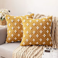 Miniatyrbilde 1 av 5: Sett med 2 dekorative putetrekk Rhombisk Jacquard Putetrekk Myk Firkantet Putekasse For Høst Sofa Seng Soverom Bil Stue 18x18 Tommer