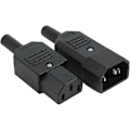 Miniatyrbillede 1 af 5: 1 par AC250V 10A IEC C14 Han C13 Hun, 3 ben terminaler Inline Adapter Stik Strømstik