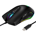 Miniatyrbild 1 av 5: USB C Mus Typ C Ergonomisk Trådbunden Mus RGB Gamingmus Optisk Mus med Justerbar DPI 800/1600/2400/3200 Kompatibel med Notebook, C, Laptop, Ma