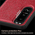 Miniatyrbild 3 av 5: Kompatibelt Skal för Sony Xperia 5 III 5G, Repskydd, Anti-fingeravtryck, Retro PU Läderbelagd TPU+PC Telefonfodral Red