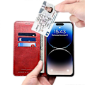 Miniatyrbillede 2 af 5: SUTENI Kompatibel til iPhone 15 Pro Max Simpel Læder Etui Wallet Telefon Cover Red