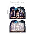 Pikkukuva 1 / 5: Elokuva Keskiviikko Addamsin syntymäpäiväjuhlien koristelu Banneri Ilmapallo Astiasto Juhlatapahtumatarvikkeet Kodinsisustuskupit tausta 10pcs cards