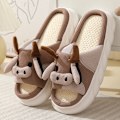 Miniatyrbild 1 av 5: Söt tecknad kanin Kanin Bomull Linne Tofflor Dam Sommar Andas Tjock Plattform Slides Tofflor Kawaii Flip Flops Sandaler Style C 36-37(23-23.5cm)