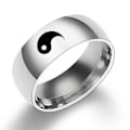 Pikkukuva 3 / 3: Yin Yang -pariskuntasormus Tai Chi -symbolisormus miehille ja naisille titaaniterästä käsikorut musta hopeakoko:8paijie Bagua
