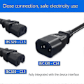 Miniatyrbilde 5 av 5: IEC 3-polet C14 hann til C7 hunn konverteringsadapterkabel for PDU UPS vannkoker (2,0 m)