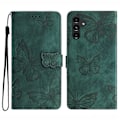 Miniatyrbild 1 av 5: Kompatibelt för Samsung Galaxy A34 5G Ställ Plånboksfodral PU Läder Skin-touch Fjäril Tryckt Skal Green