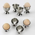 Miniatyrbilde 5 av 5: 4 Eggkopper, Eggestativ i rustfritt stål, Eggeholder, Ande-eggekopp, Kylling